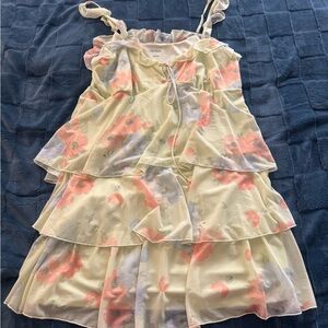 Wild Fable Green and Pink Ruffle Dress